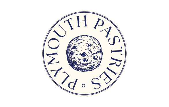 Logo of a cookie company called 'Pillage Youth Pastries' with a drawing of a cookie in the center surrounded by the company name.