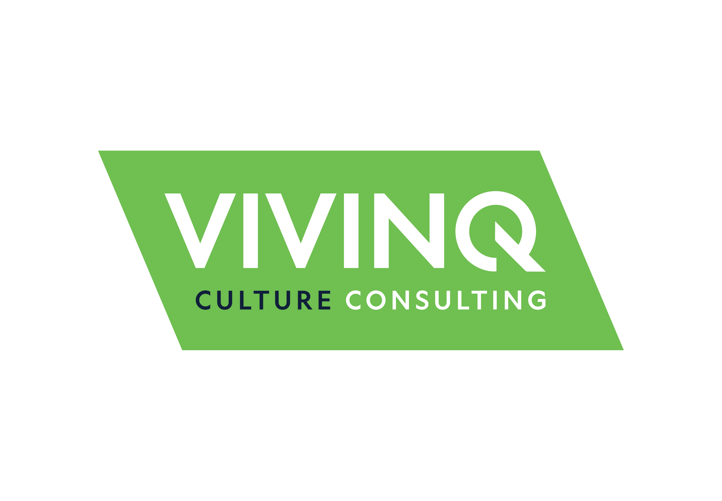 Logo for VMQ Culture Consulting with green, black, and white colors