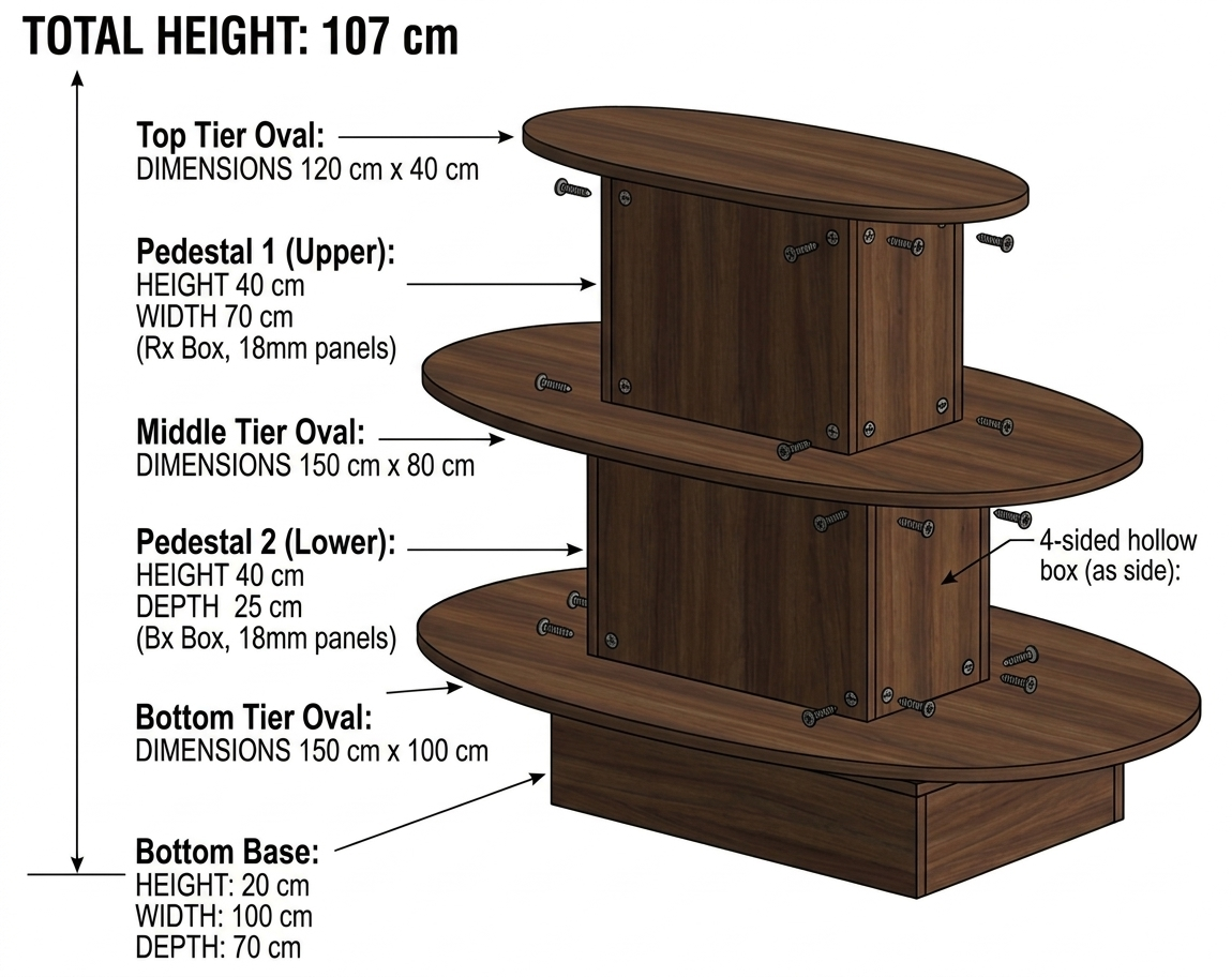 Brown Multi-Tiered Clothing Display Shelf