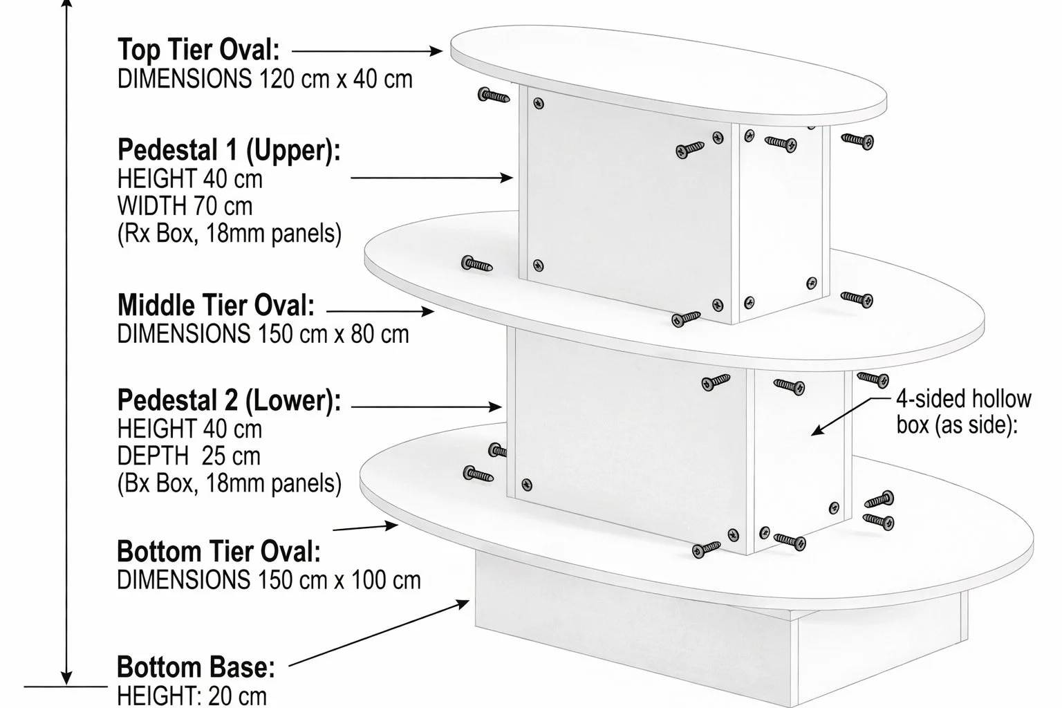 White Multi-Tier Clothing Display Shelf