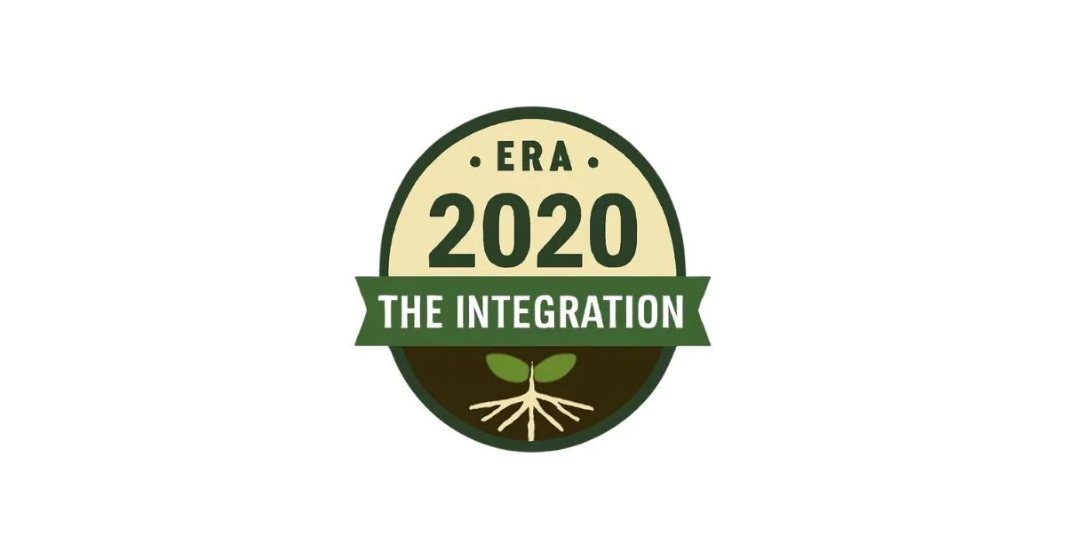 Logo for 2020 ERA The Integration with a plant sprout and roots.