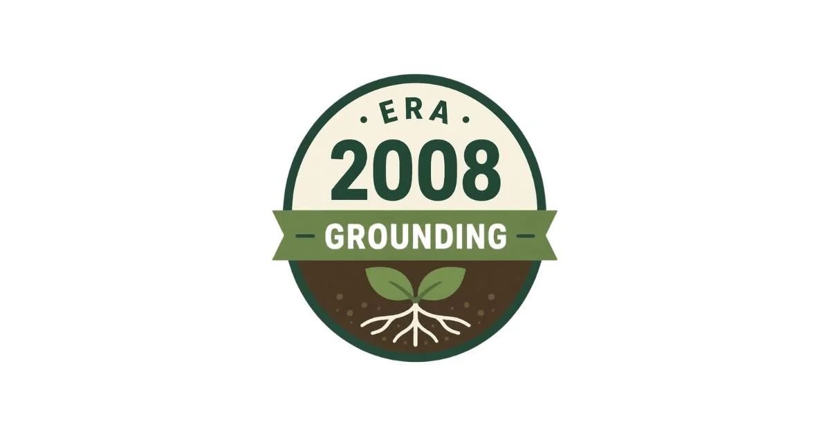Logo with the text 'ERA 2008 Grounding' and a graphic of a seedling with roots in soil.