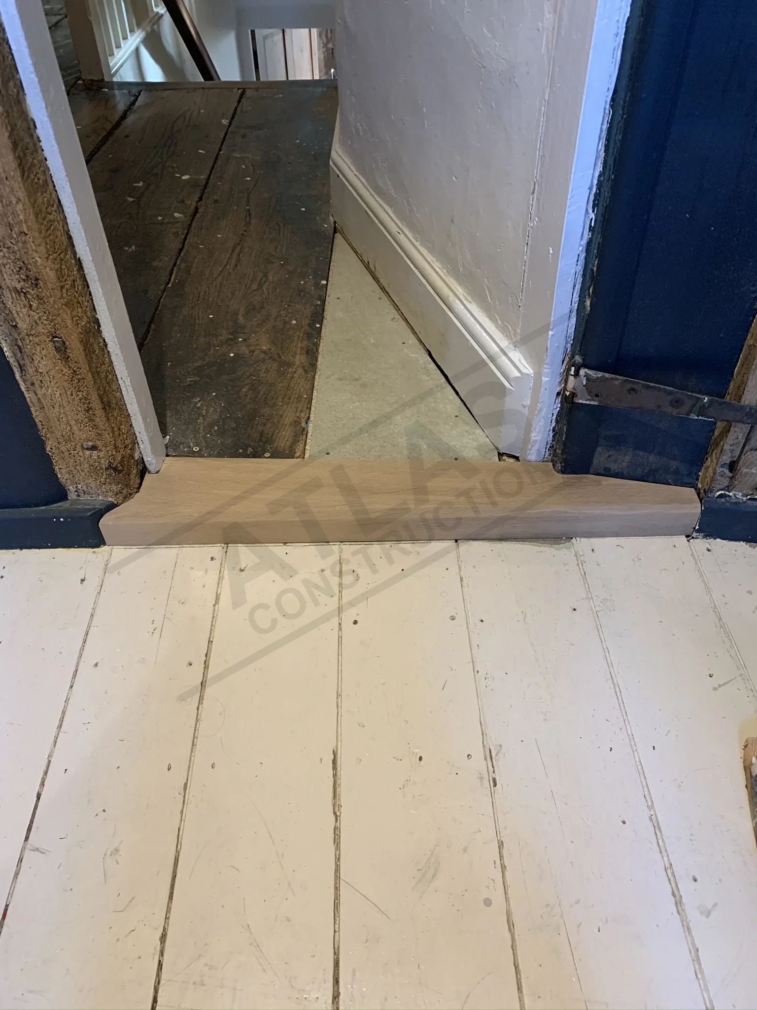 Custom handmade threshold for unusual doorway entrance