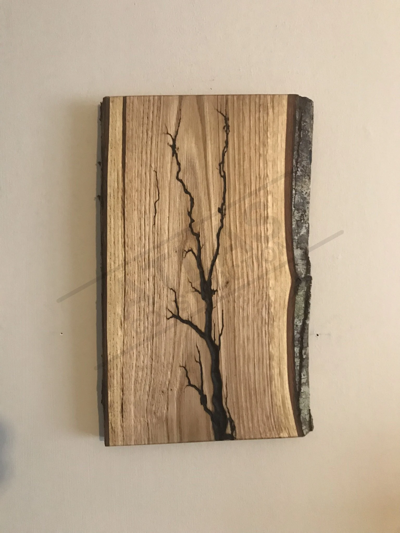 Fractal burning wooden wall décor