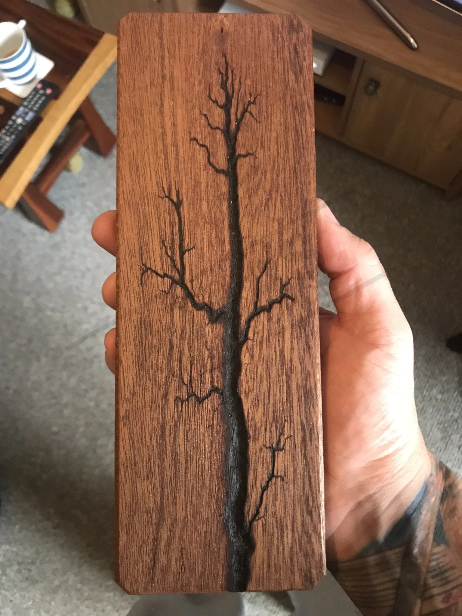 Fractal burning wooden wall décor