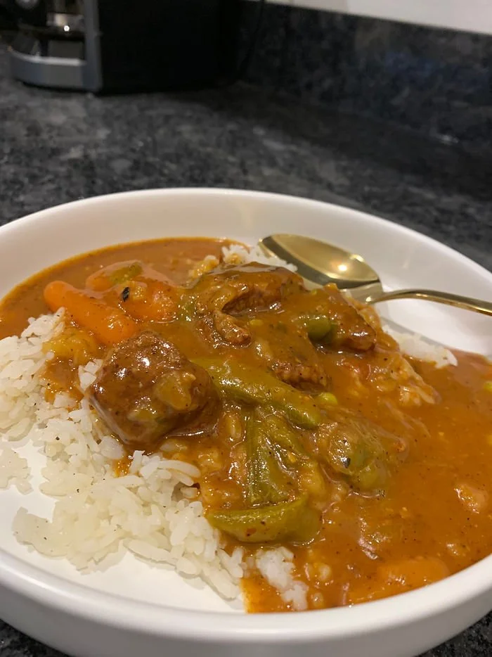 Hearty Beef Stew Over Jasmine Rice: Lunch is served!