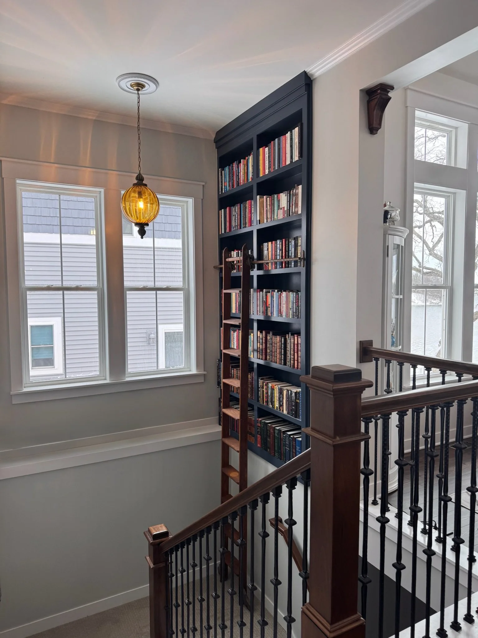 Pendant Light  and the Putnam rolling library ladder
