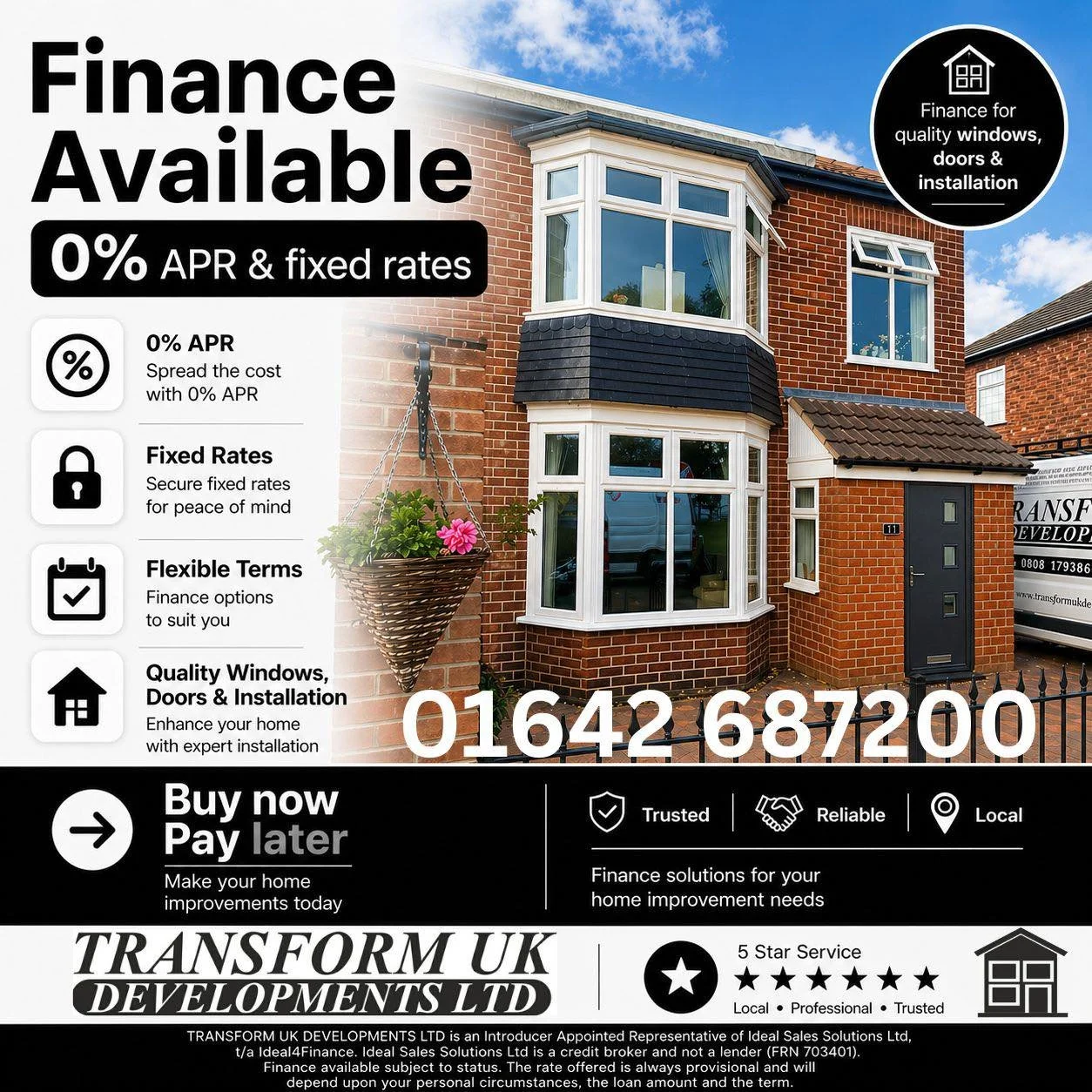 Struggling to afford new windows or doors upfront? 🏡
You don&rsquo;t have to wait. Upgrade your home now and spread the cost with flexible finance options, including 0% APR and fixed monthly payments.
Perfect for making your home warmer, safer, and 