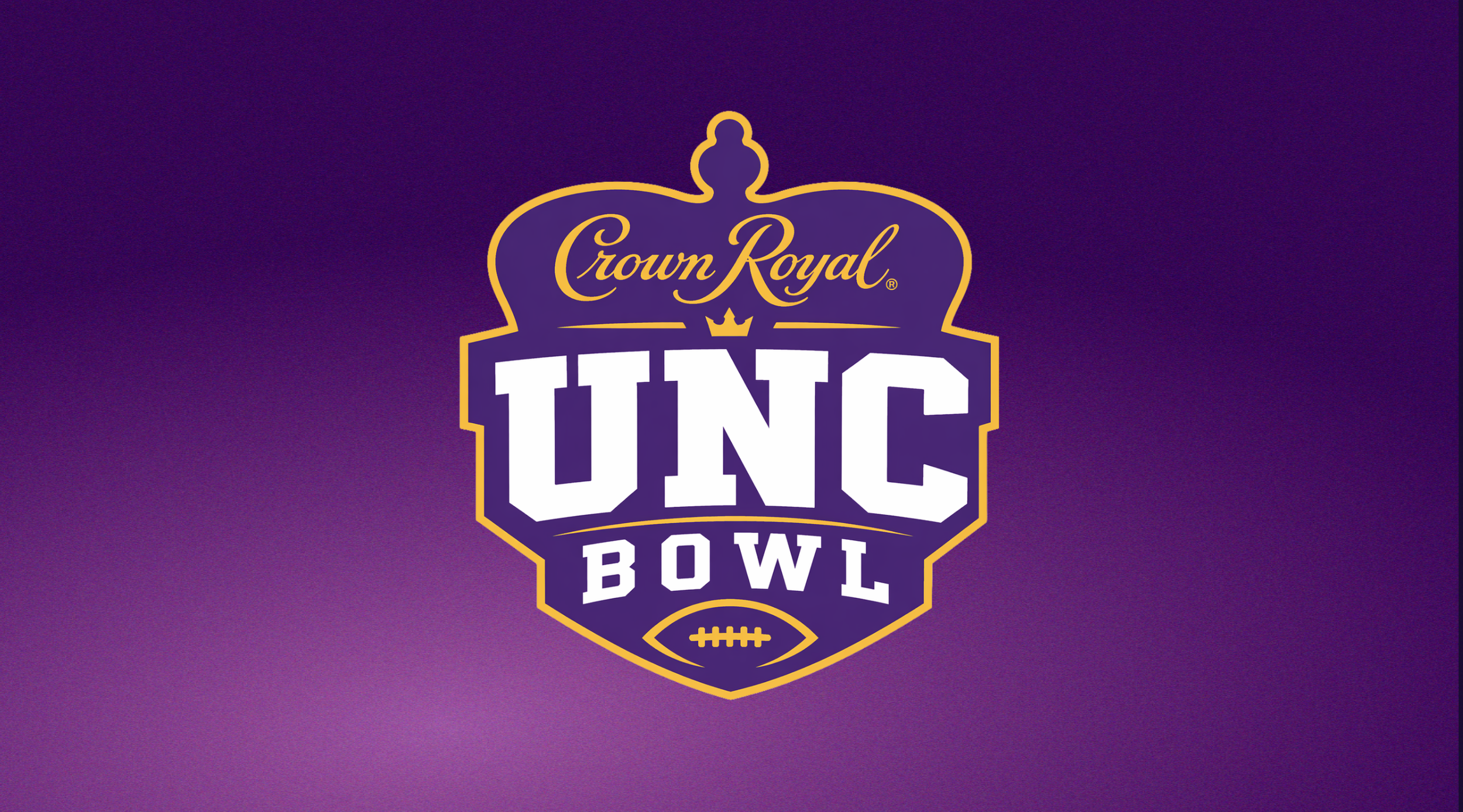 Logo for Crown Royal Underdog Bowl with a purple background, featuring a crown and football graphic.