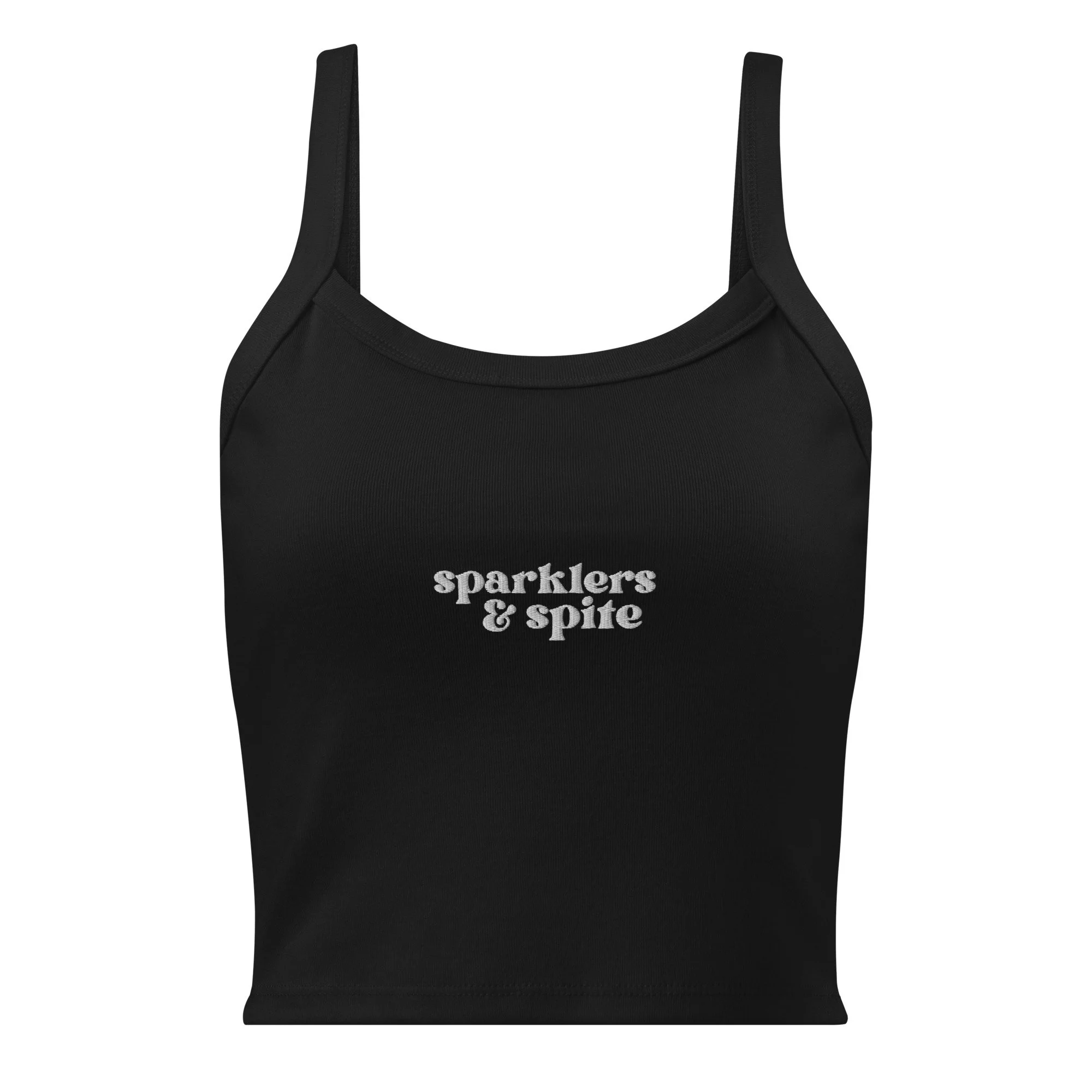 "sparklers & spite" embroidered tank top