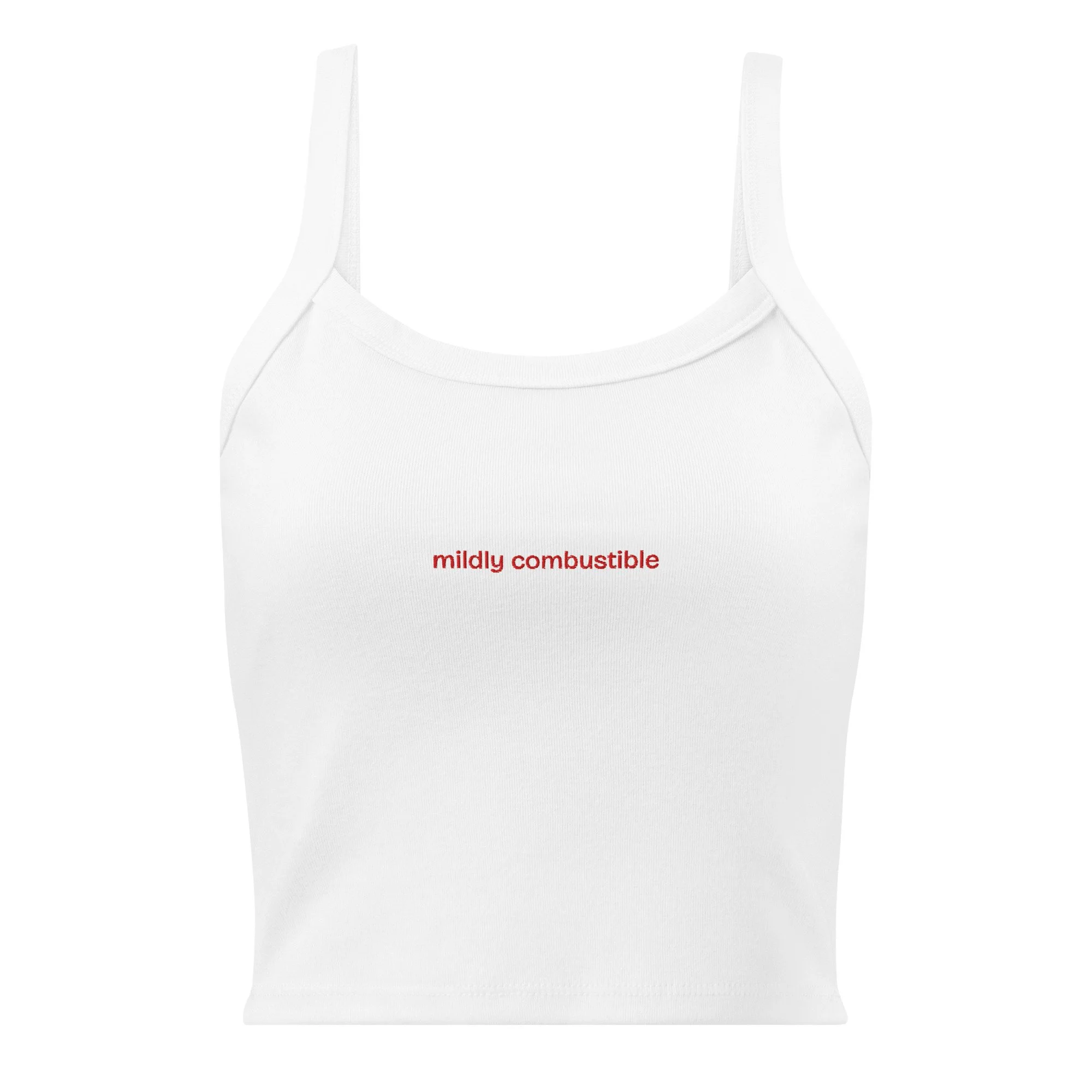 "mildly combustible" embroidered tank top