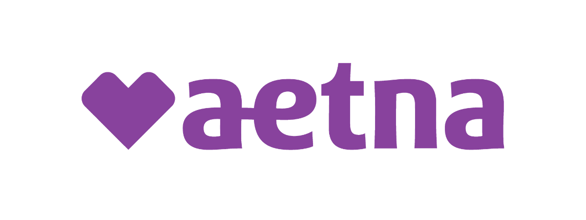 Purple heart icon followed by the word 'aetna' in purple text.