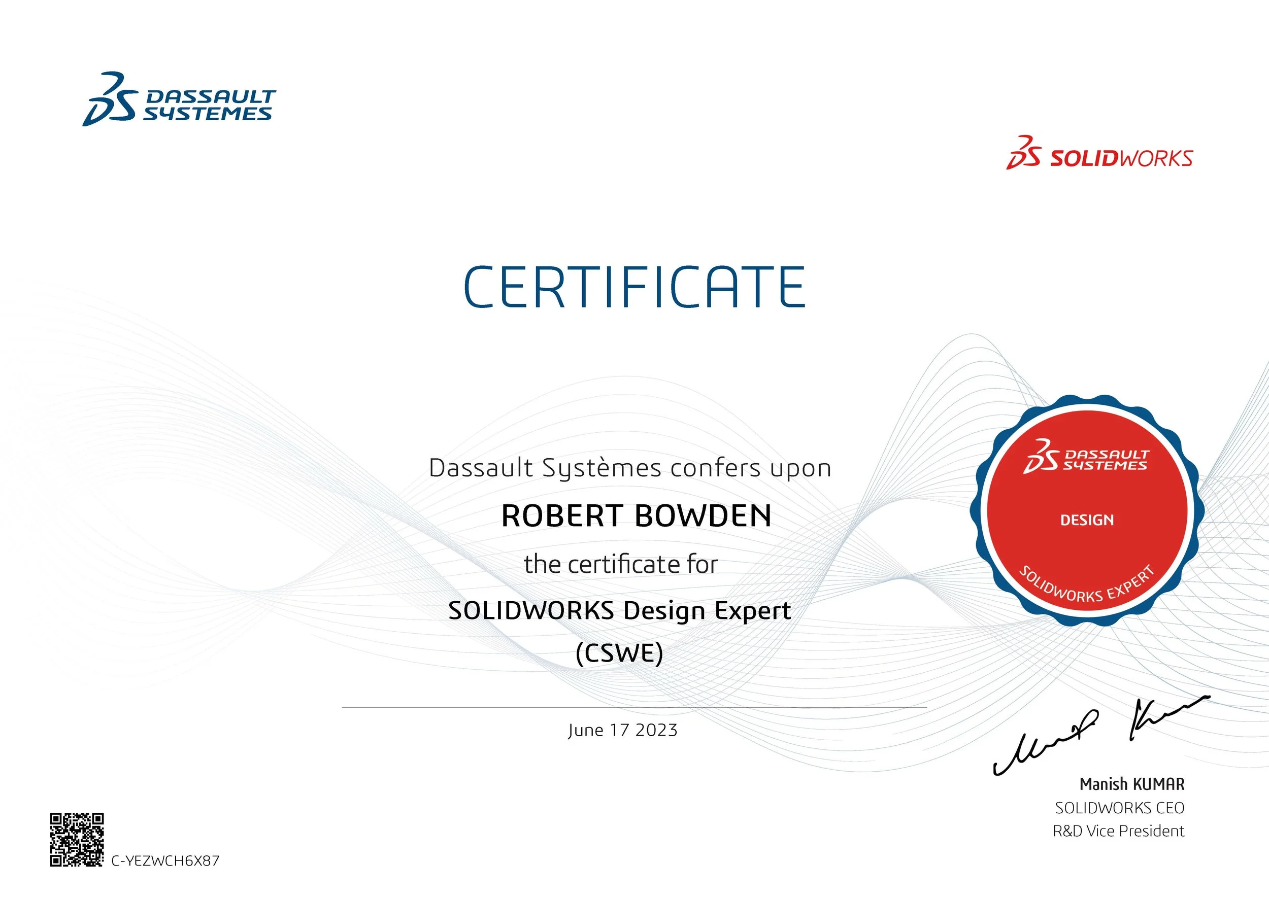 SolidWorks Certified Design Expert (CSWE)