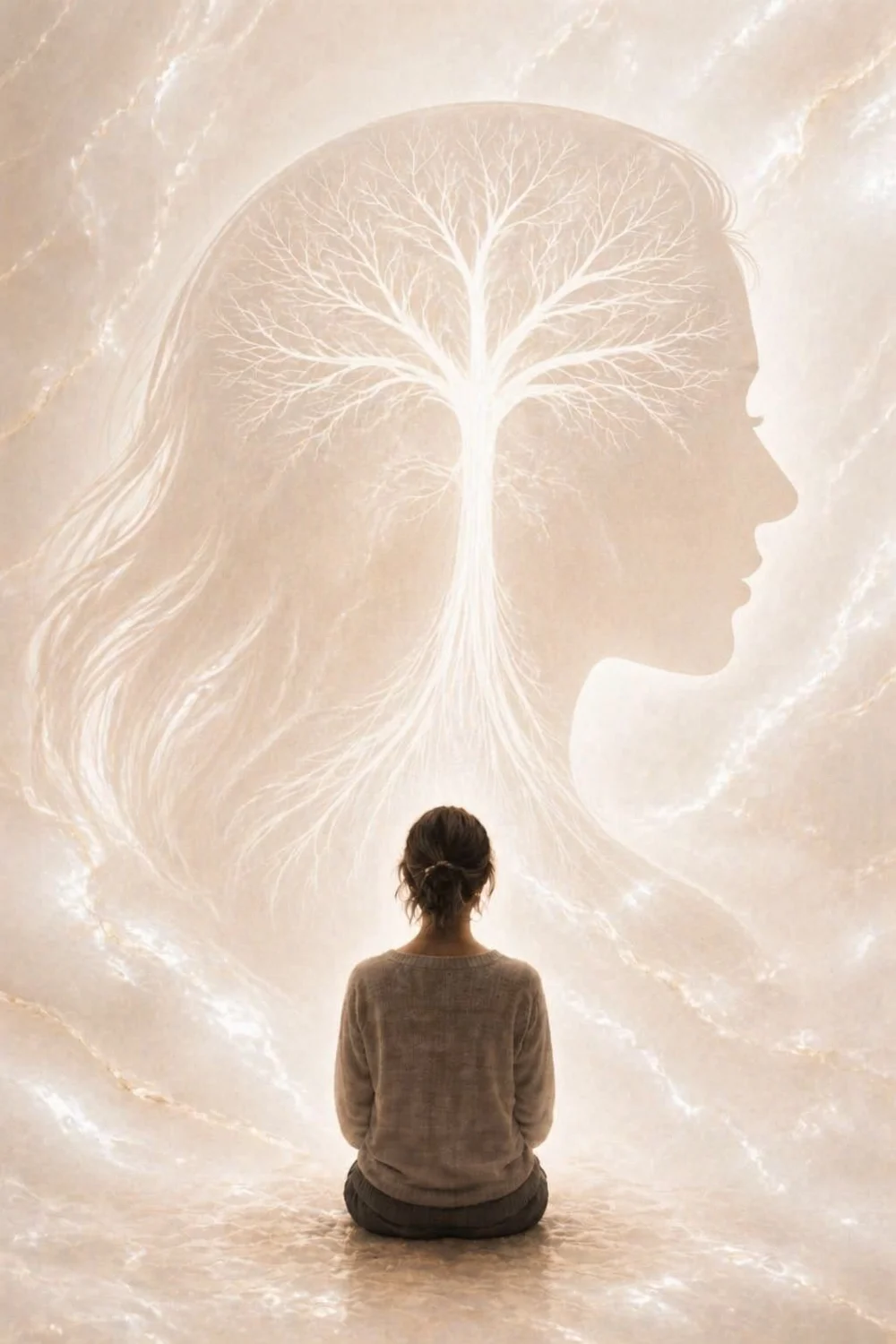 A peaceful person reconnecting with their inner light