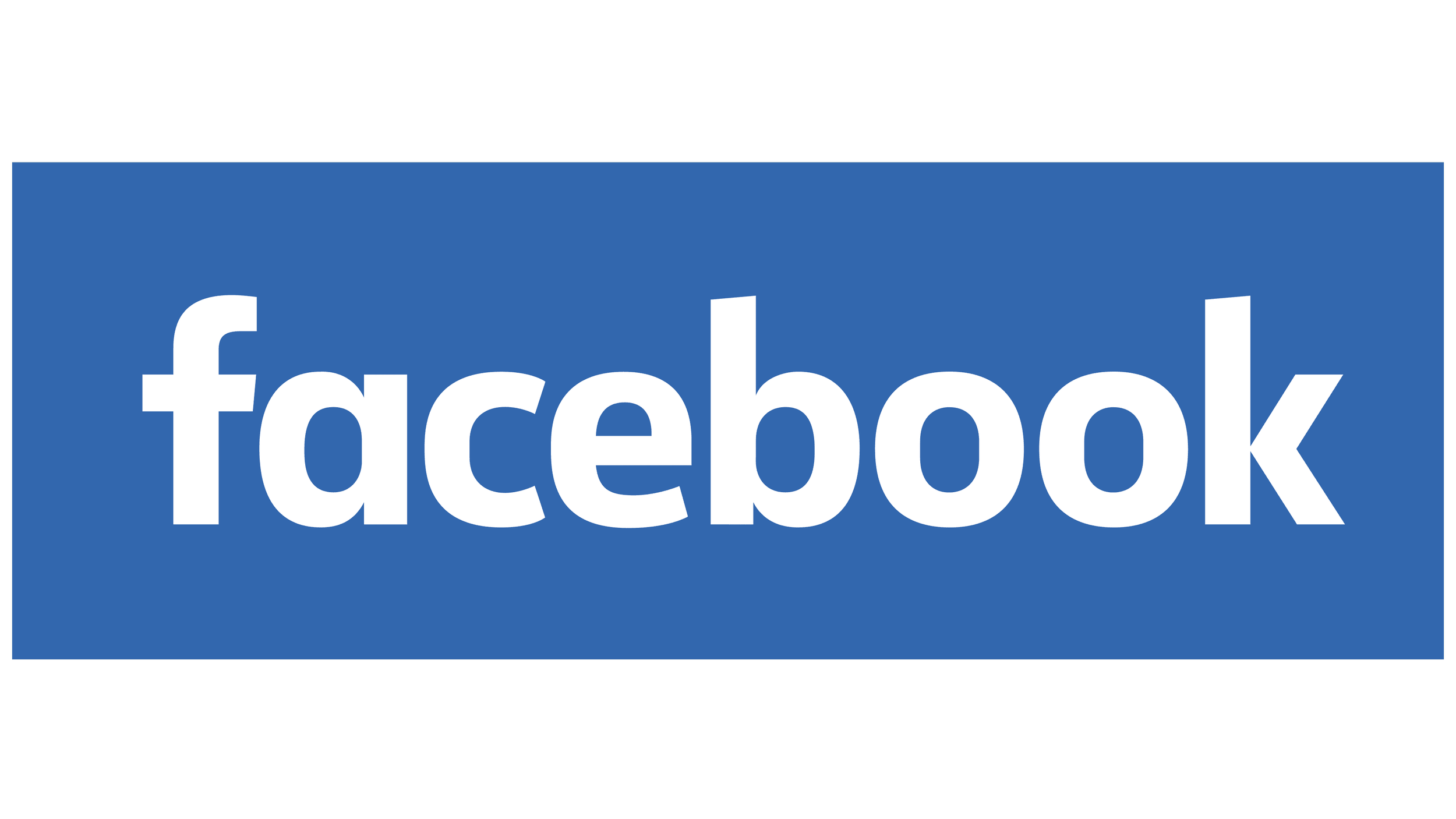 Facebook logo with the word 'facebook' in white on a blue background.