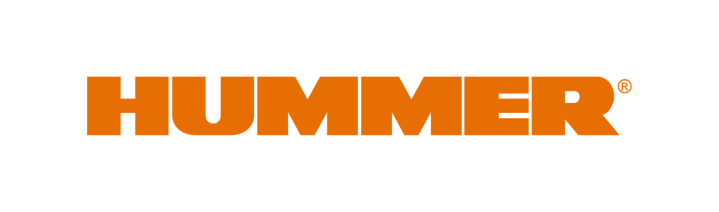 Logotipo de la marca Hummer en colores naranja y negro.