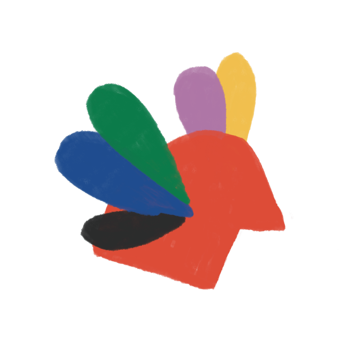 Illustration abstraite d'une tête humaine vue de profil, composée de diverses formes colorées représentant un cerveau ou des idées, sur fond noir.