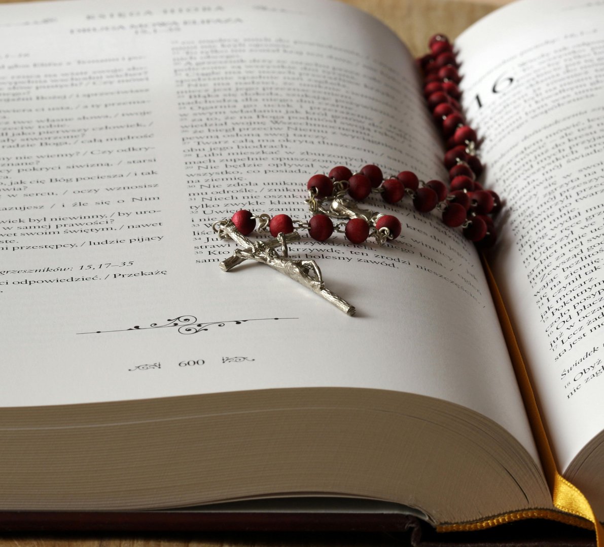 A cross on the bible.