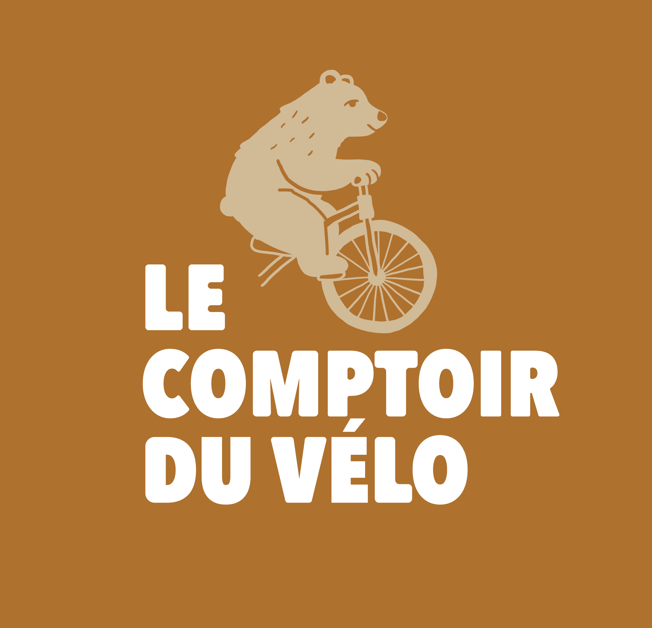Une illustration d’un animal ressemblant à un ours, pédalant dans un vélo avec un fond marron, accompagnée du texte 'LE COURAGE D'ILLÉ'.