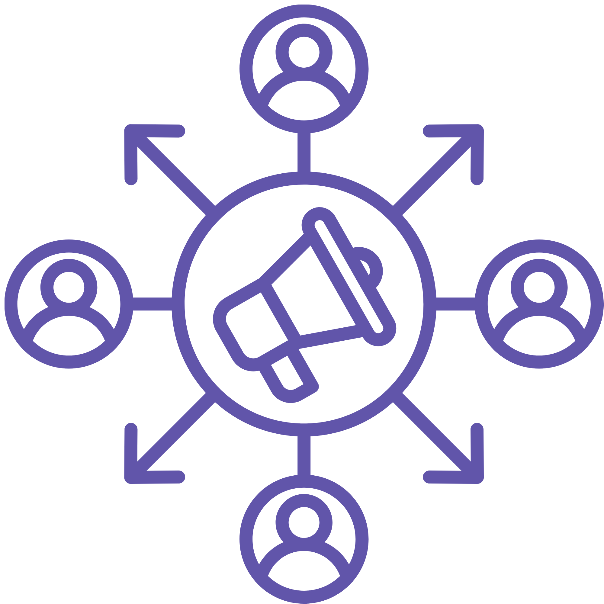 Illustration of a megaphone with symbols of people