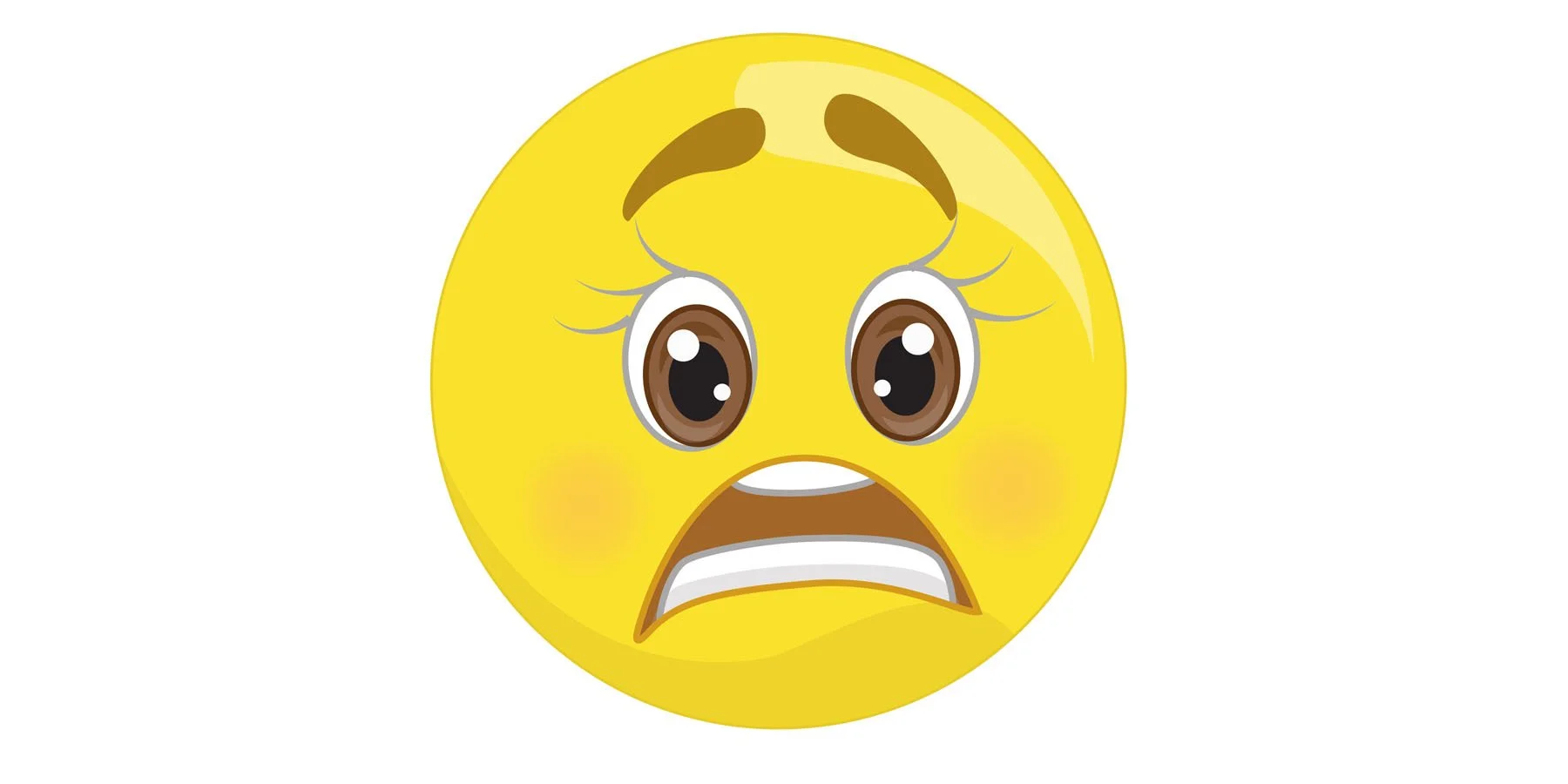An angry yellow emoji face with large brown eyes, raised eyebrows, and a wide open mouth showing teeth, expressing concern that you've tried to reach a page that does not exist.