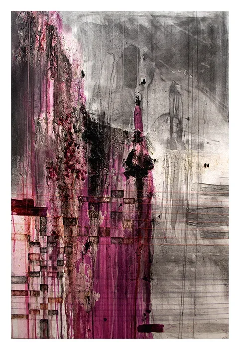 The Partisan, 2015

Mixed Media on Canvas; Ink, Plaster cloth, coffee, whiskey, berries, acrylic medium, sewing string, water color.

36 x 24 Inches