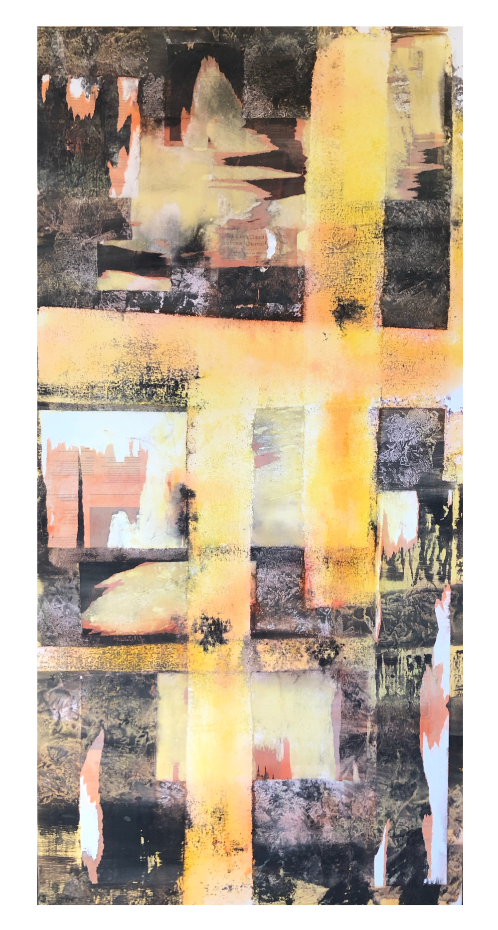 Wildfire, 2020

Mixed media on canvas; ink, watercolor, acrylic medium, plaster cloth, coffee and newspaper.

24 x 48 in