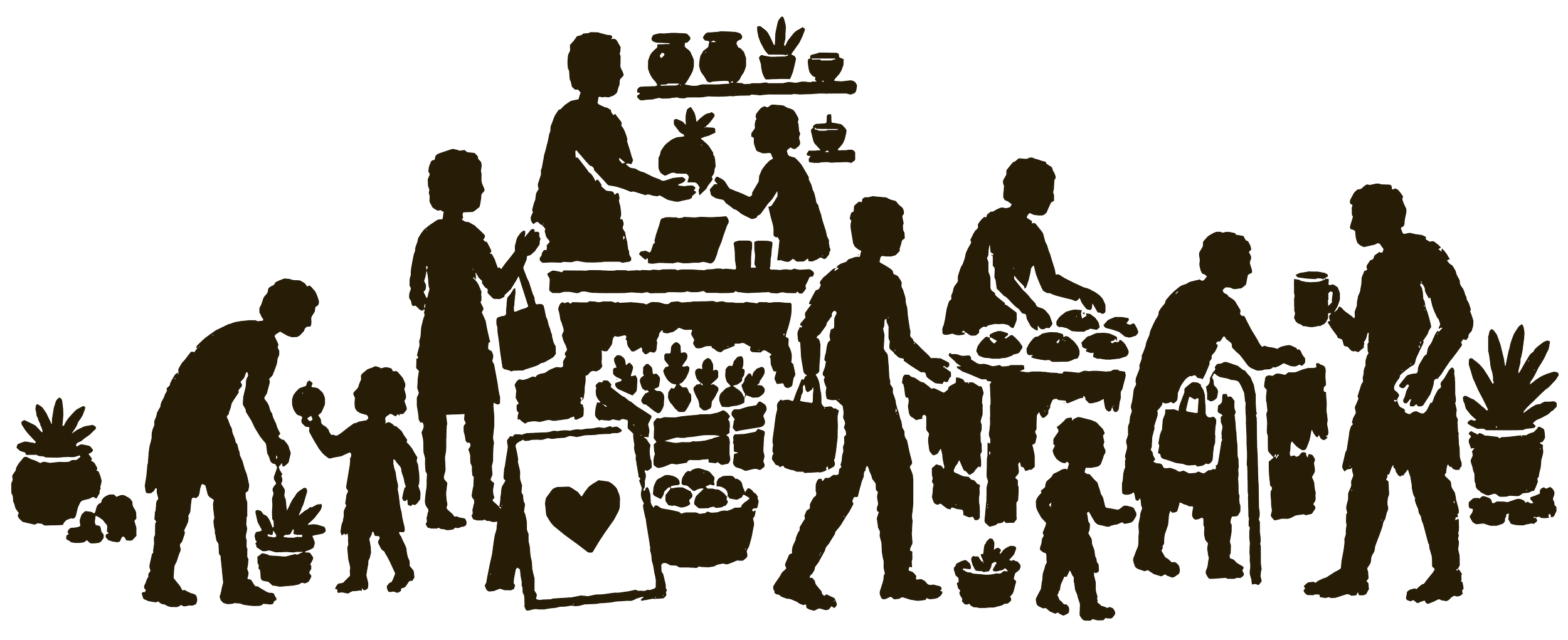 Silhouette of a bustling local business community – Sapien Social Agency connects brands to their audience through local Facebook and Instagram ads, Google Business optimization, and influencer outreach
