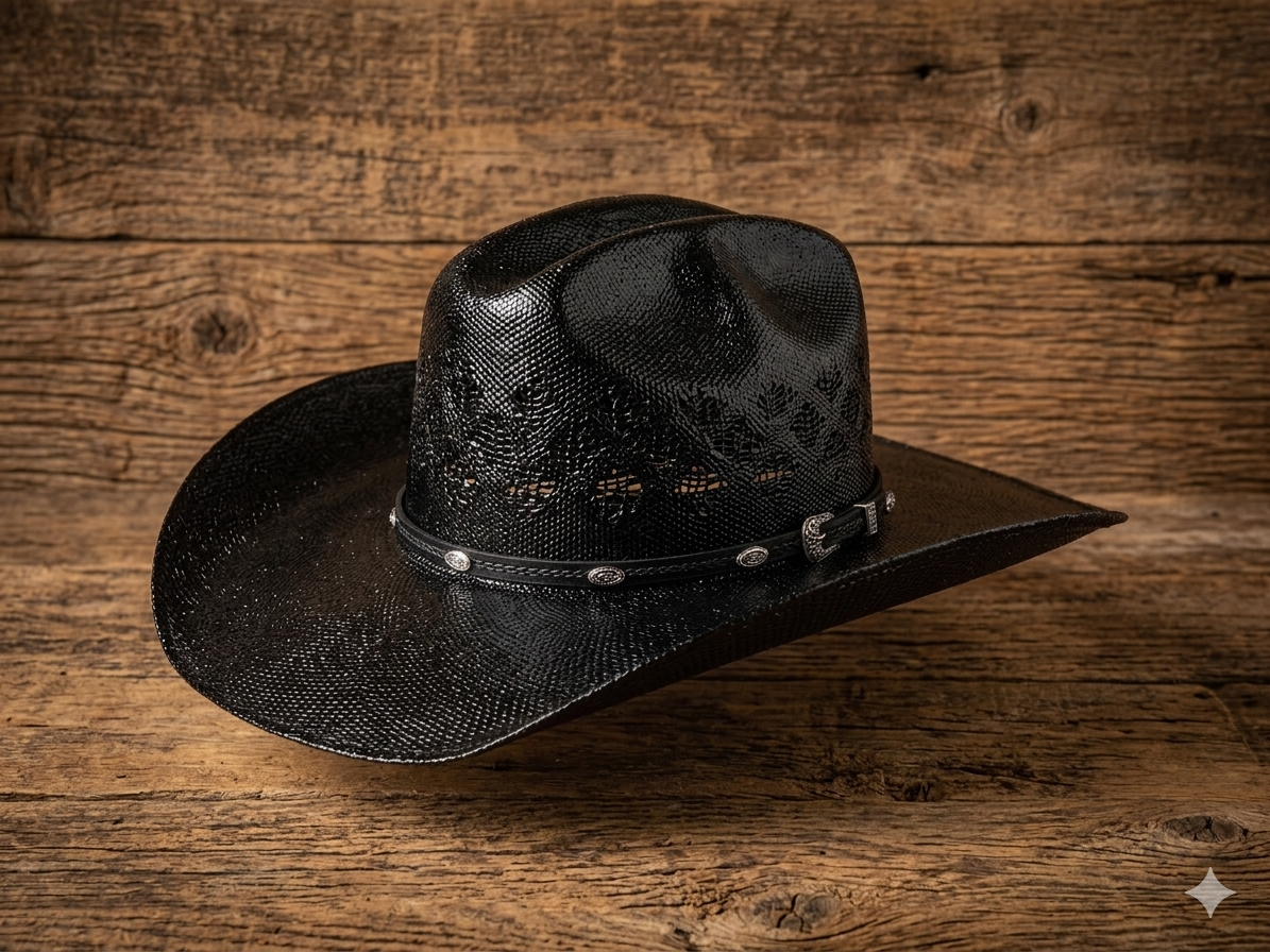 BLACK BANGORA STRAW HAT