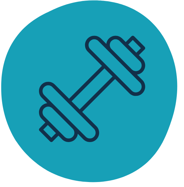 Icon of a dumbbell for strength training or fitness.