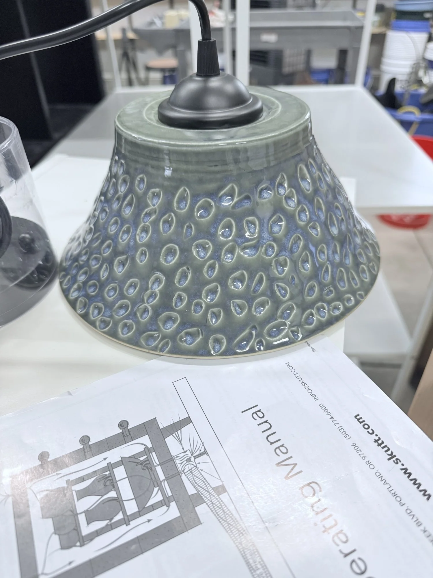 Blue-gray dotted lamp shade, 2026