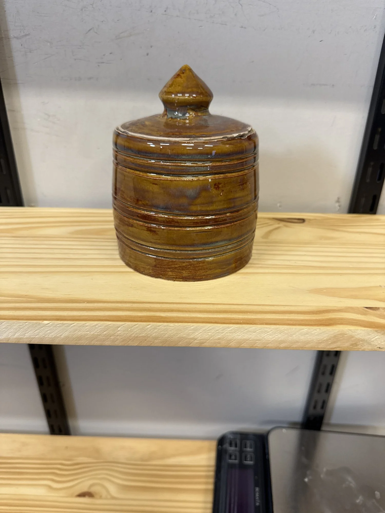Amber lidded jar, 2025