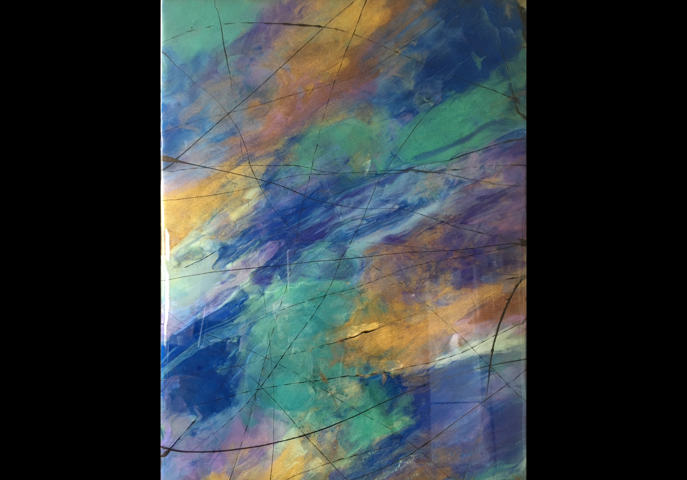 “DRIFTING LIGHT” -
Mixed Media, Resin Art on a wooden board  -
41 x 60 cm -

Available 
