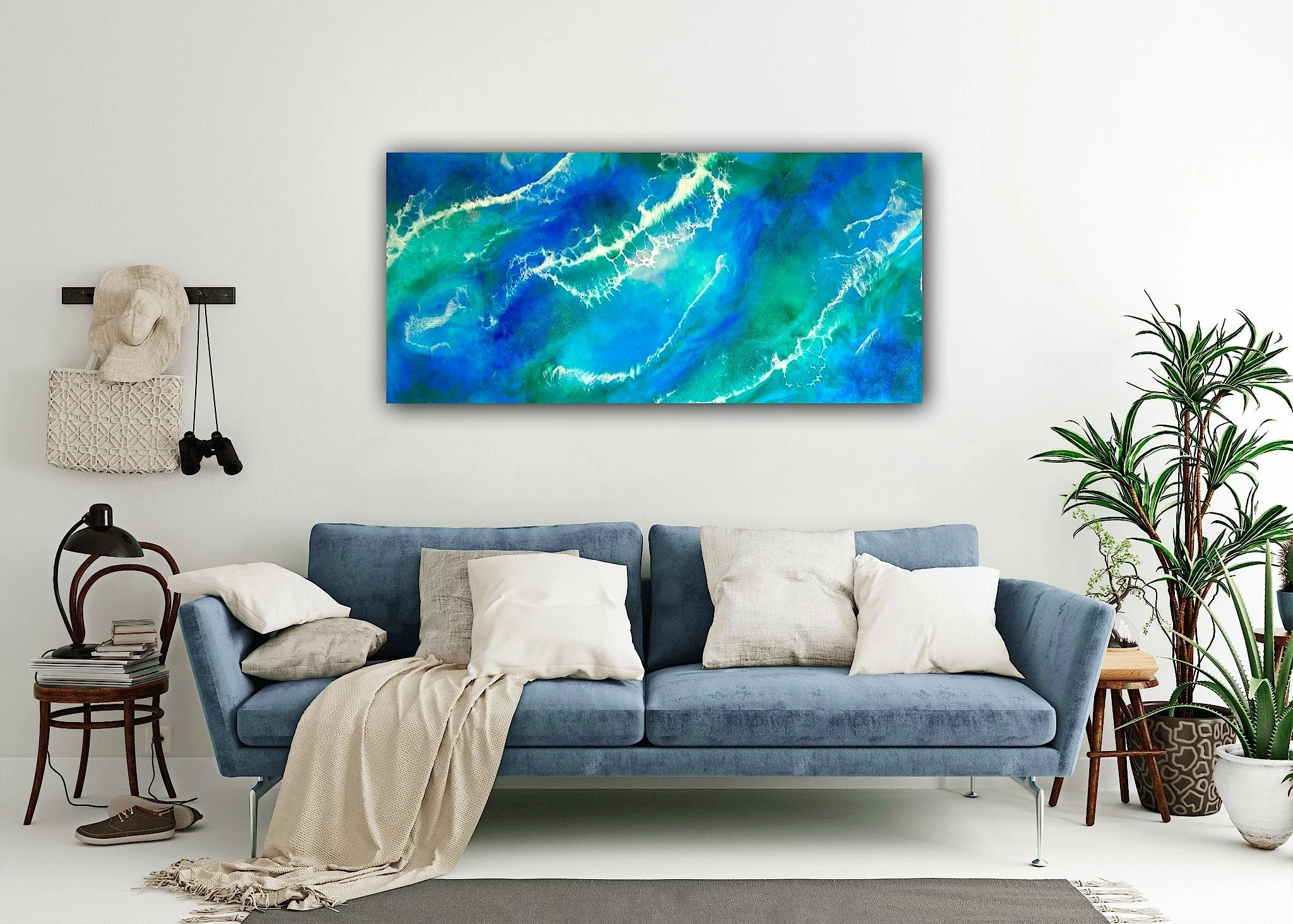 “DEEP WATERS” - 
Mixed Media, Resin Art - 
120 x 60 cm -

Available 
