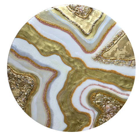 “GOLDEN VEINS “ -
Mixed Media, Resin Art on panel board, with Natural Crystals  -
50 cm -

Available 