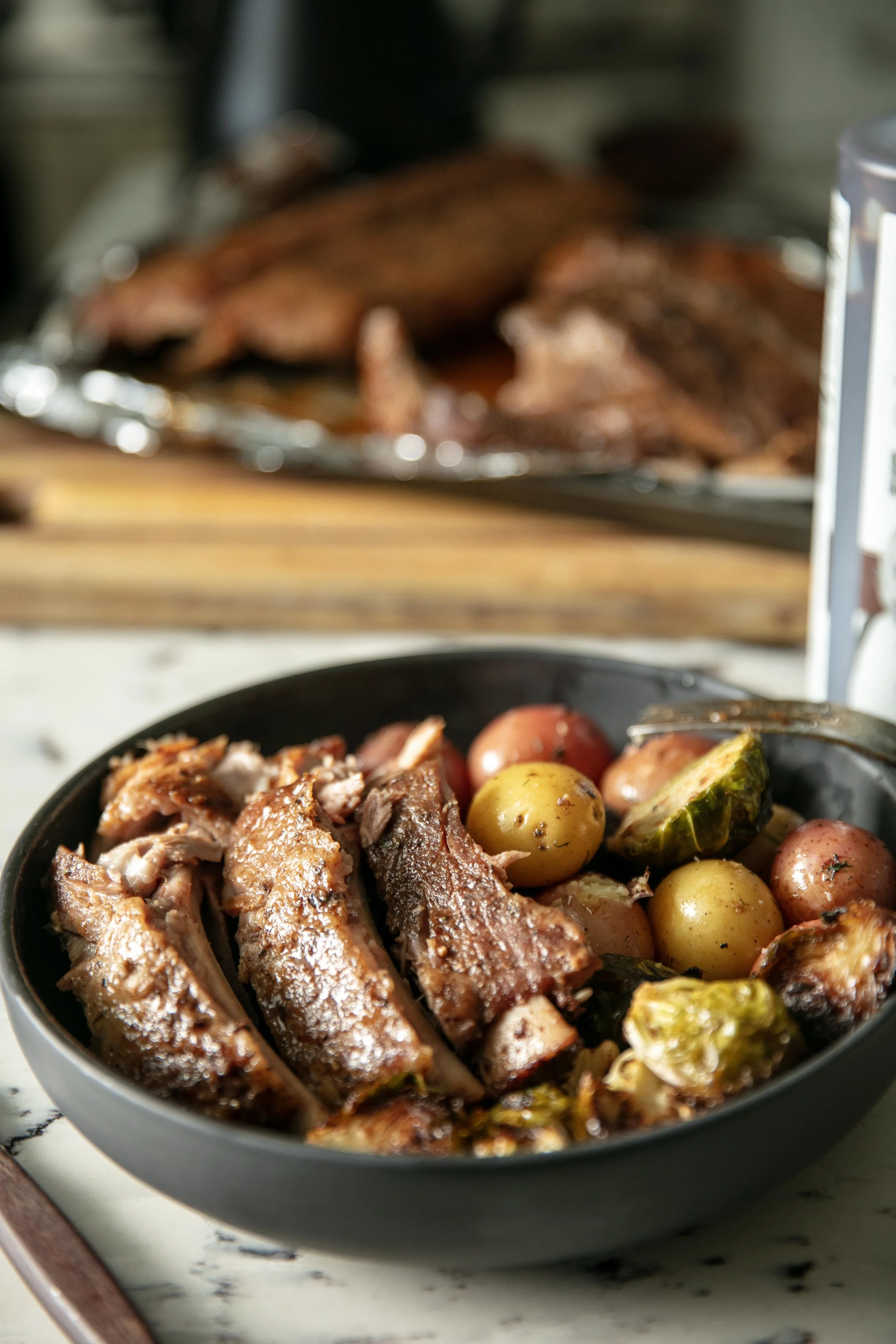 Baby Back Ribs + Roasted Potatoes & Brussels Sprouts