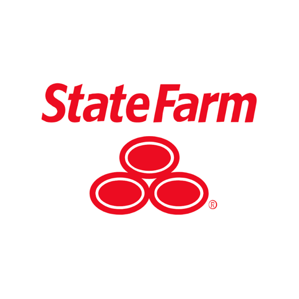 The State Farm logo featuring the words 'State Farm' in red text above three red oval shapes outlined in white, arranged in a triangular formation.