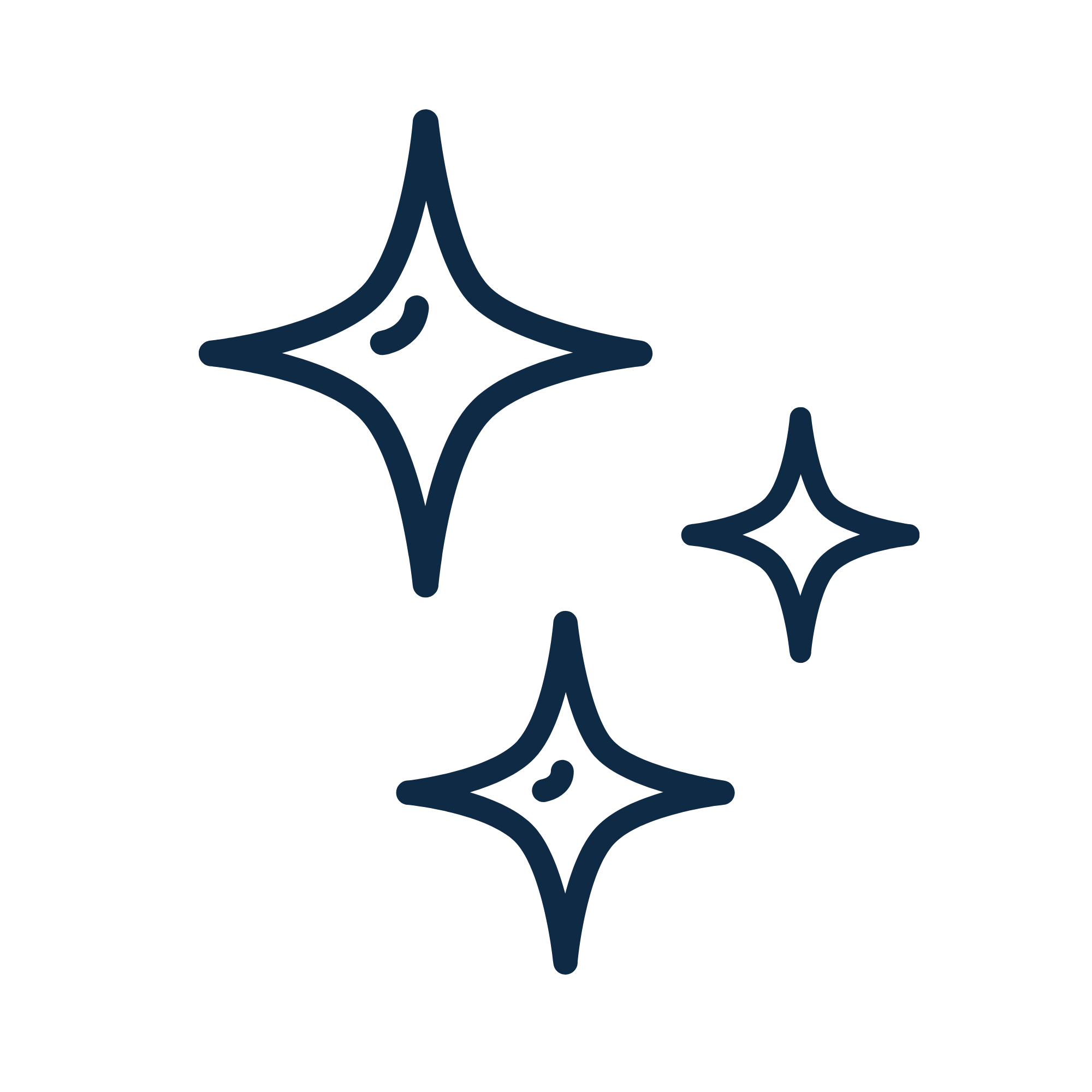 A stylized, dark blue outline of a witch's hat with a pointed tip and wide brim.