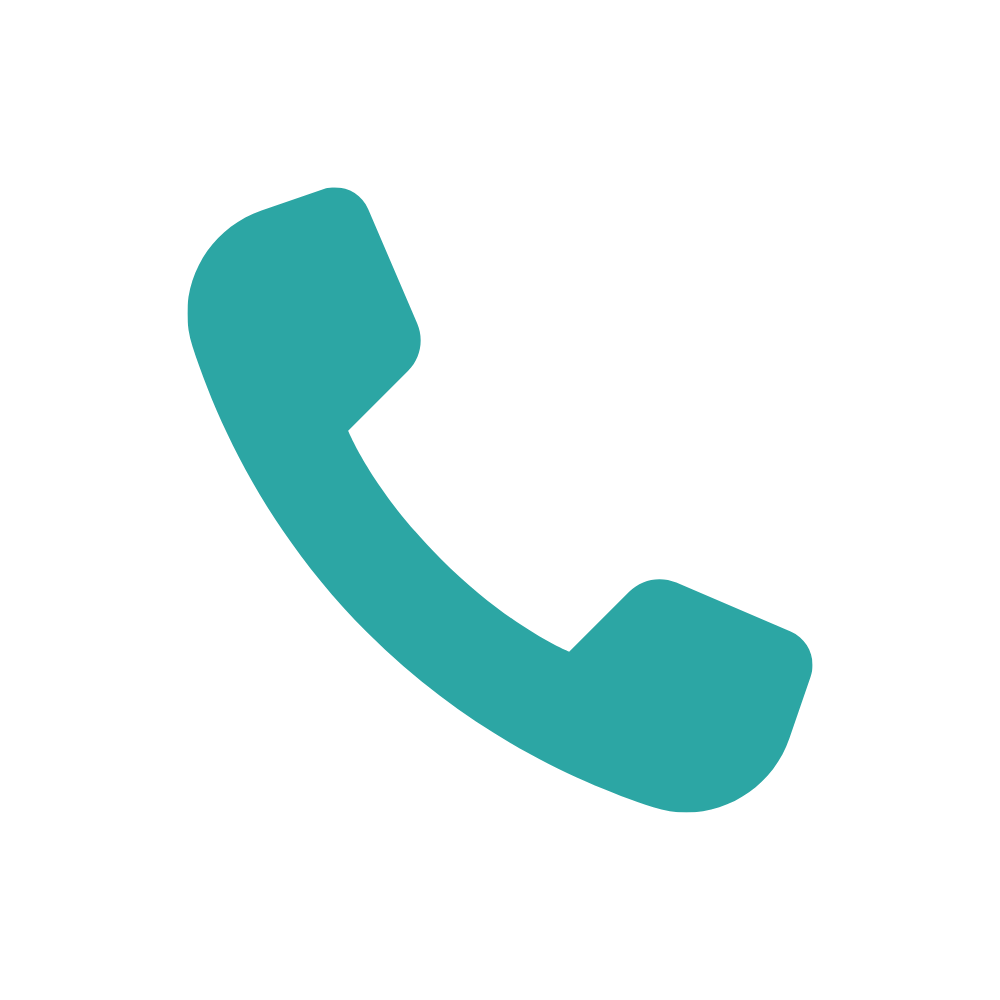 Icon of a teal telephone receiver indicating a phone call or contact.