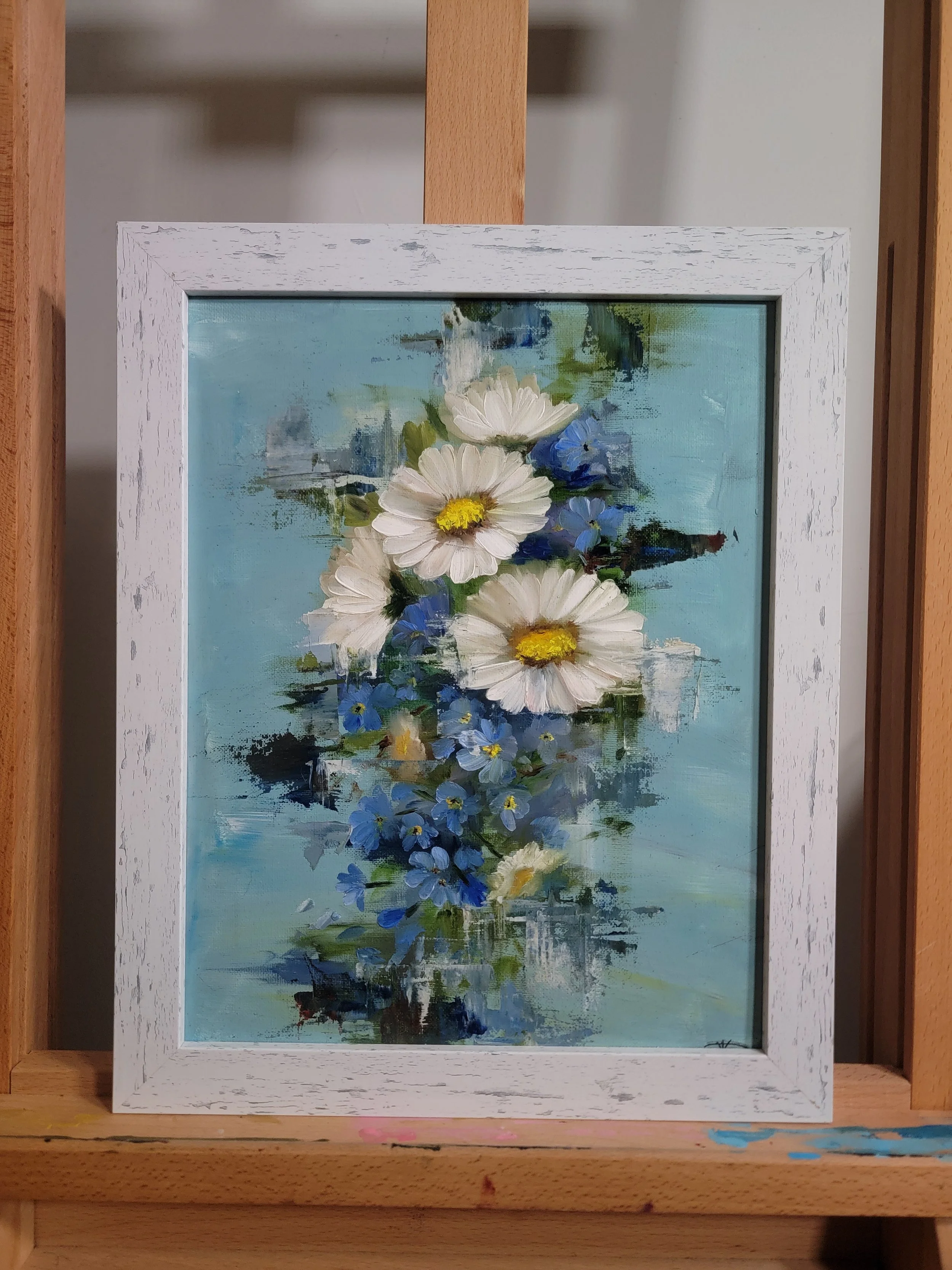 White Floral Painting