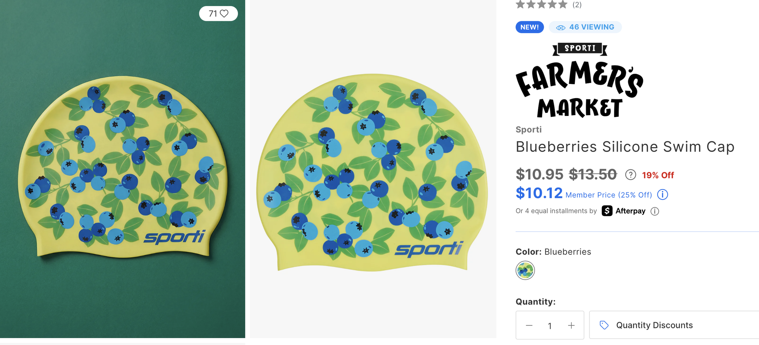 SPORTI Blueberries Silicone Swim Cap