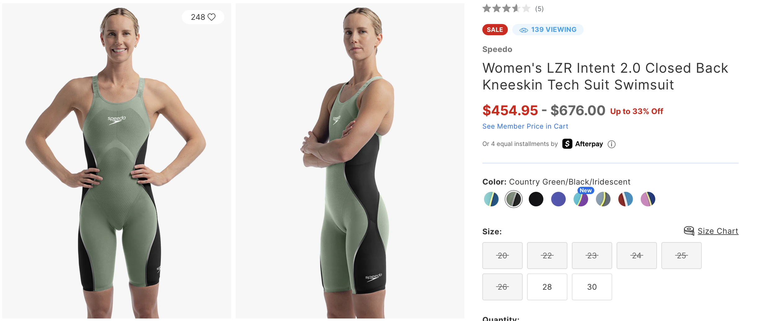 SPEEDO Women's LZR Intent 2.0 Closed Back Kneeskin Tech Suit Swimsuit