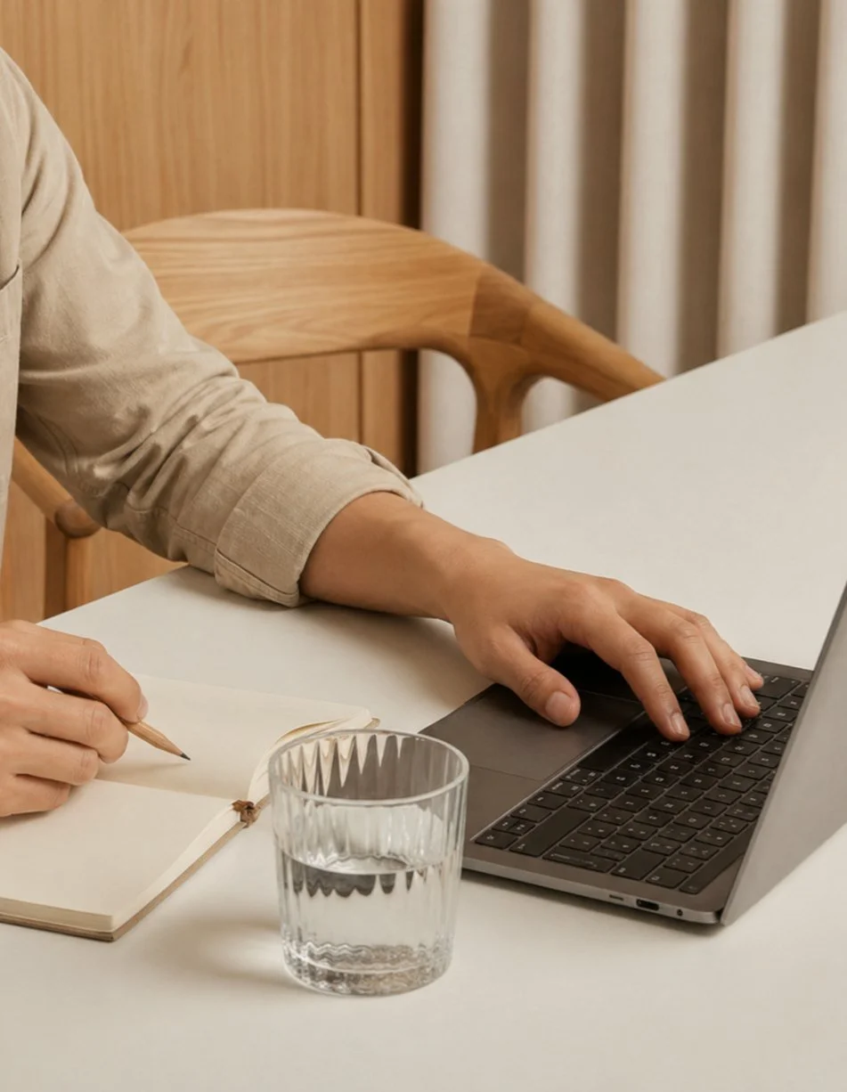 Clinician taking notes while studying EMDR