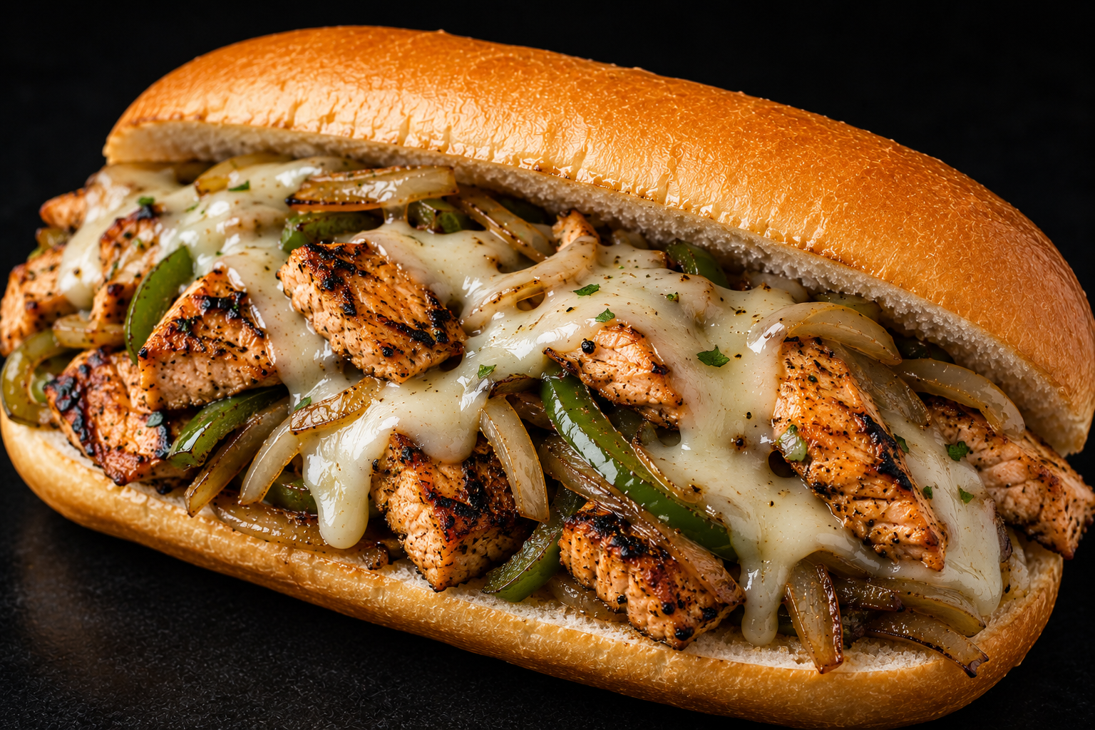 Salmon Philly with fries