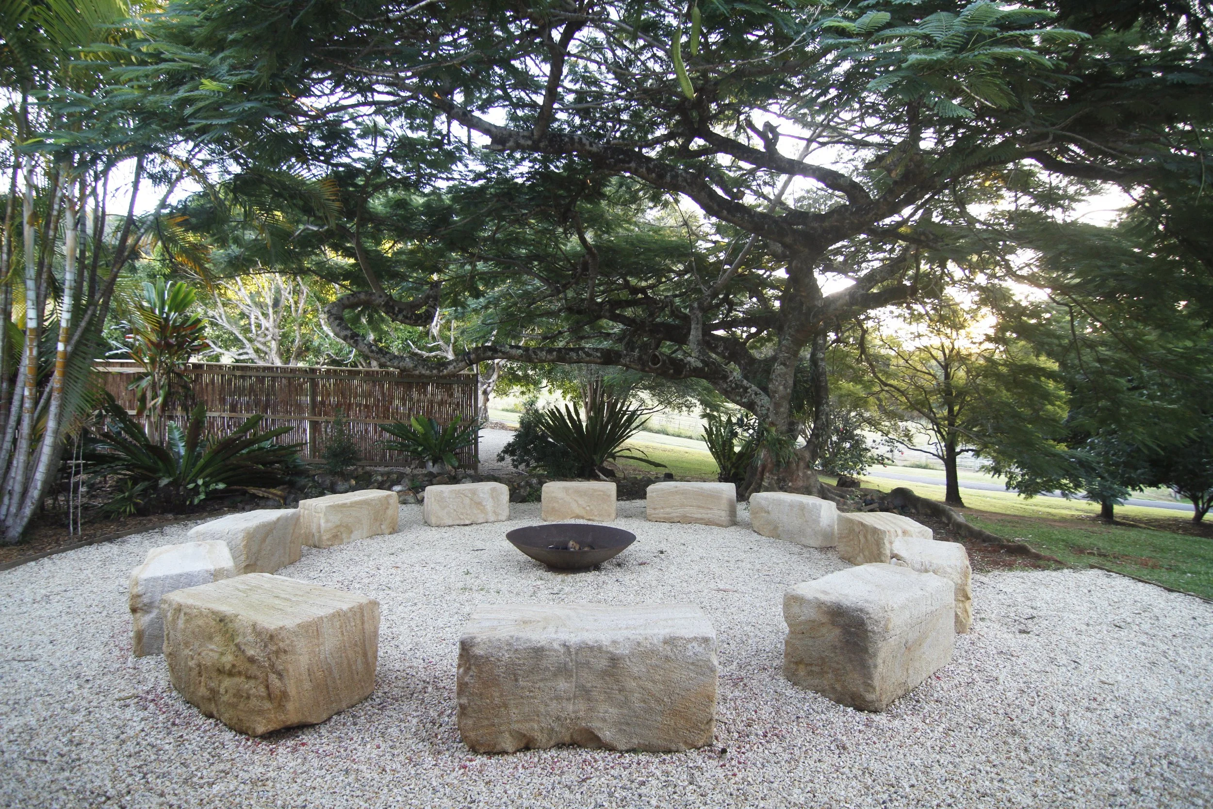 Fire pit healing ceremony at Held retreat in Byron Bay for trauma, grief and nervous system healing