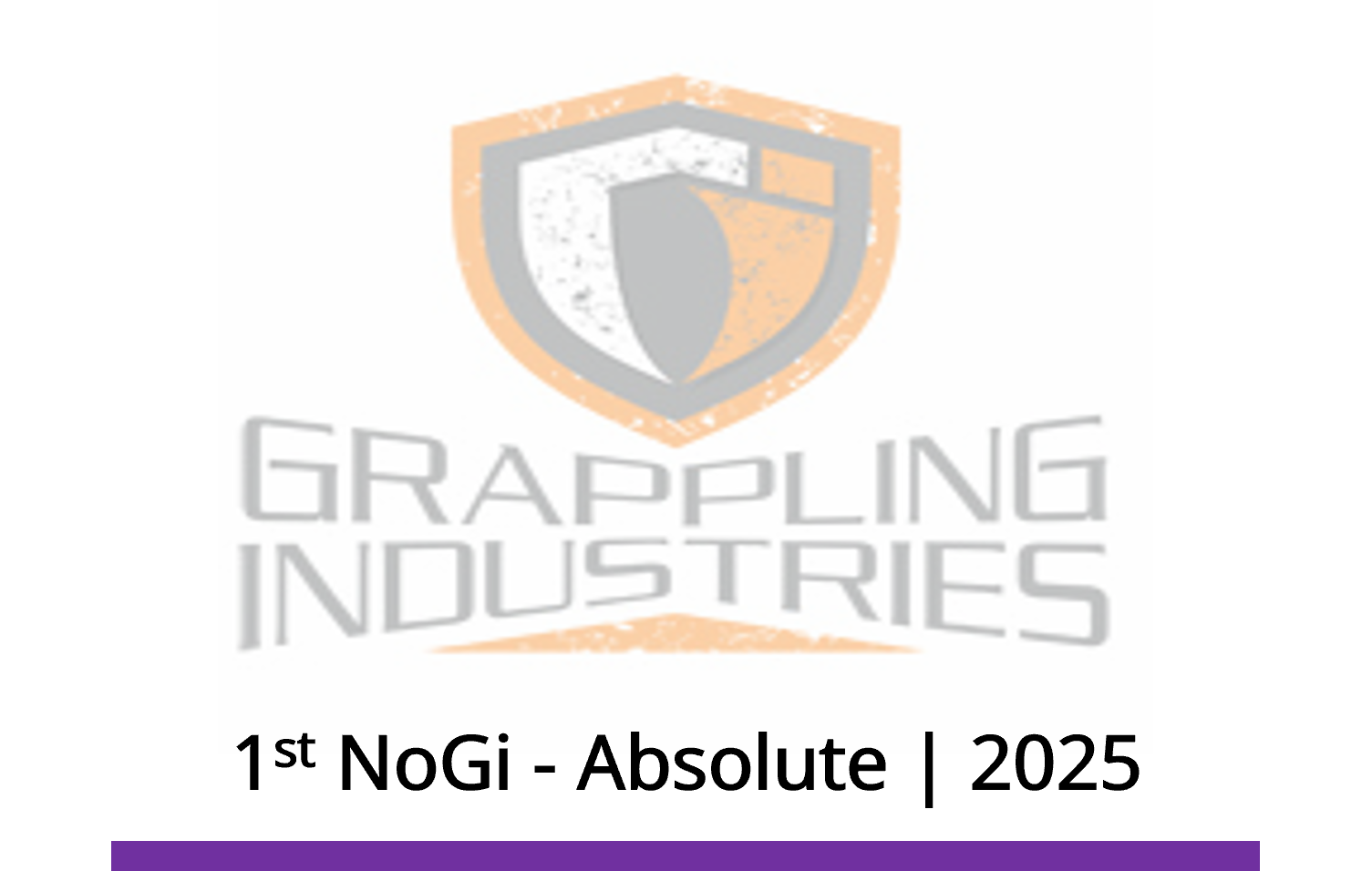 Logo of Grappling Industries featuring a shield with an orange border, black and white interior, and the text "Grappling Industries" in black below the shield.
