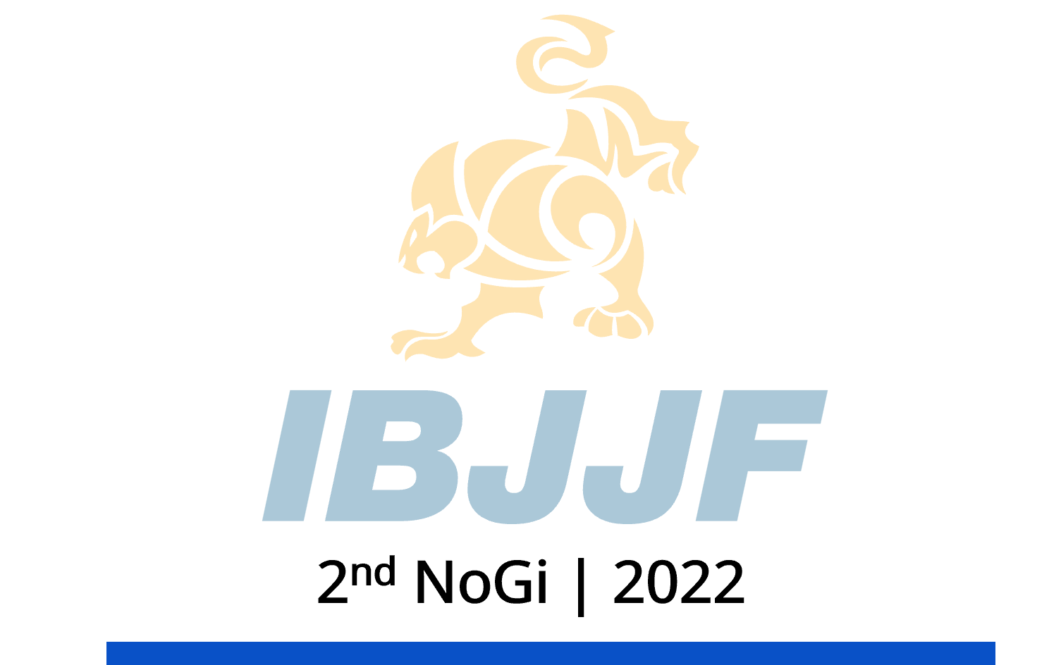 Logo of IBJJF featuring an orange lion-like creature with black accents and blue text reading 'IBJJF' beneath it.