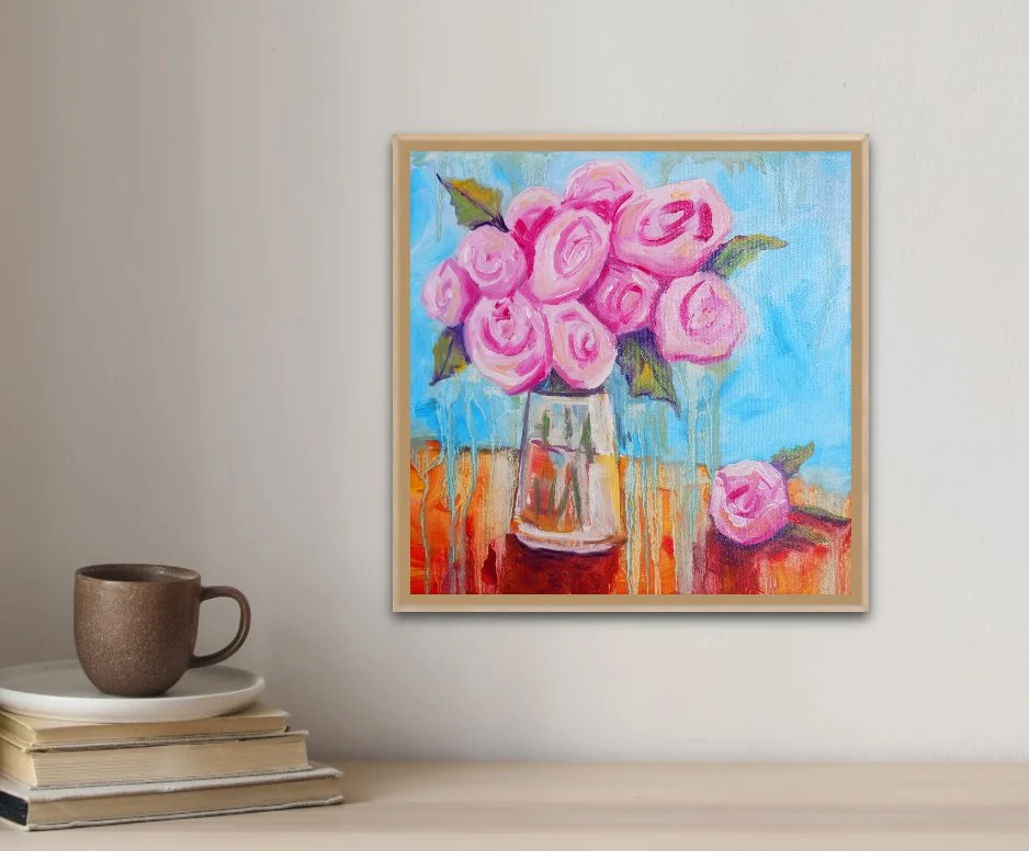 Blush Roses in Glass