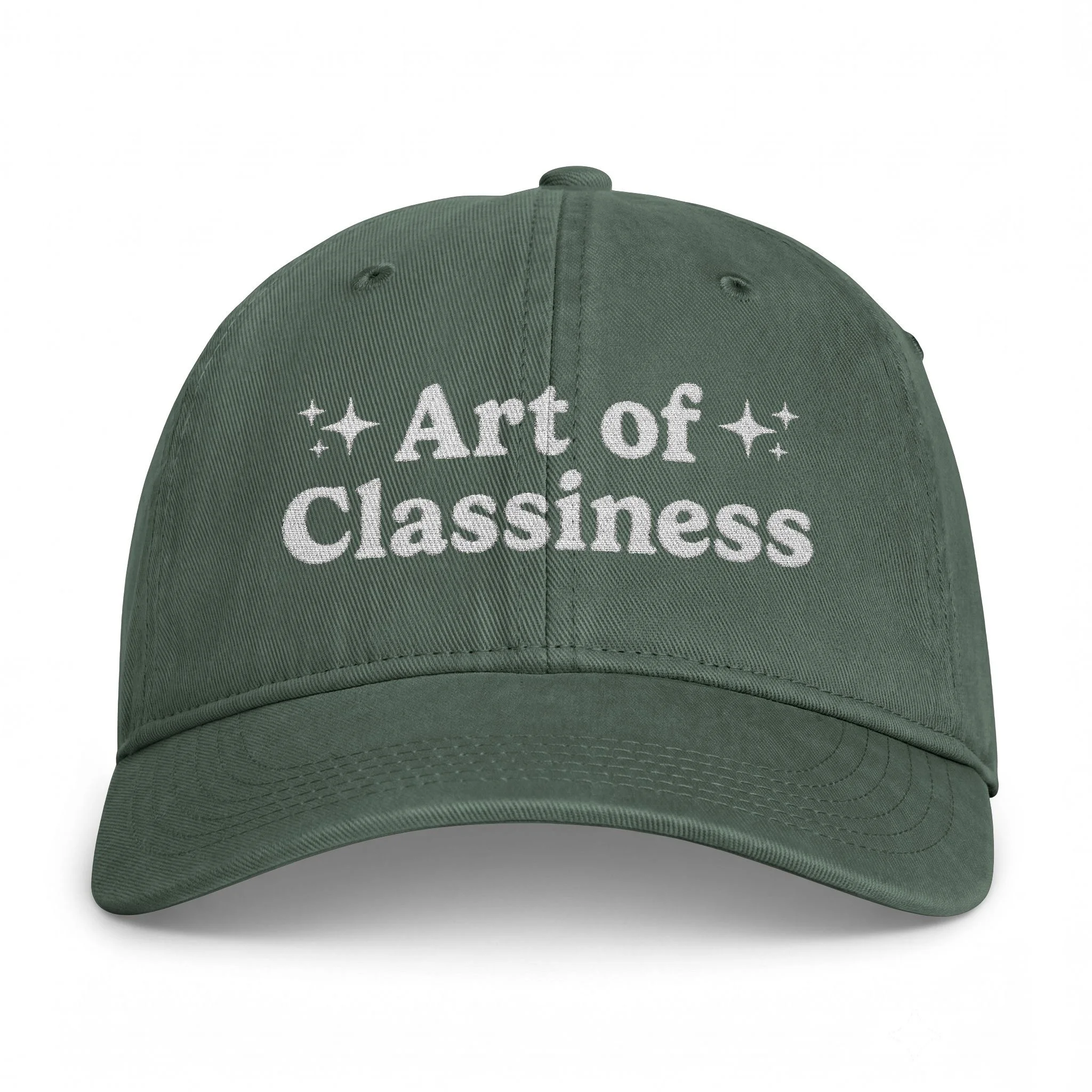 AOC White Embroidered Coastal Washed Baseball Hat