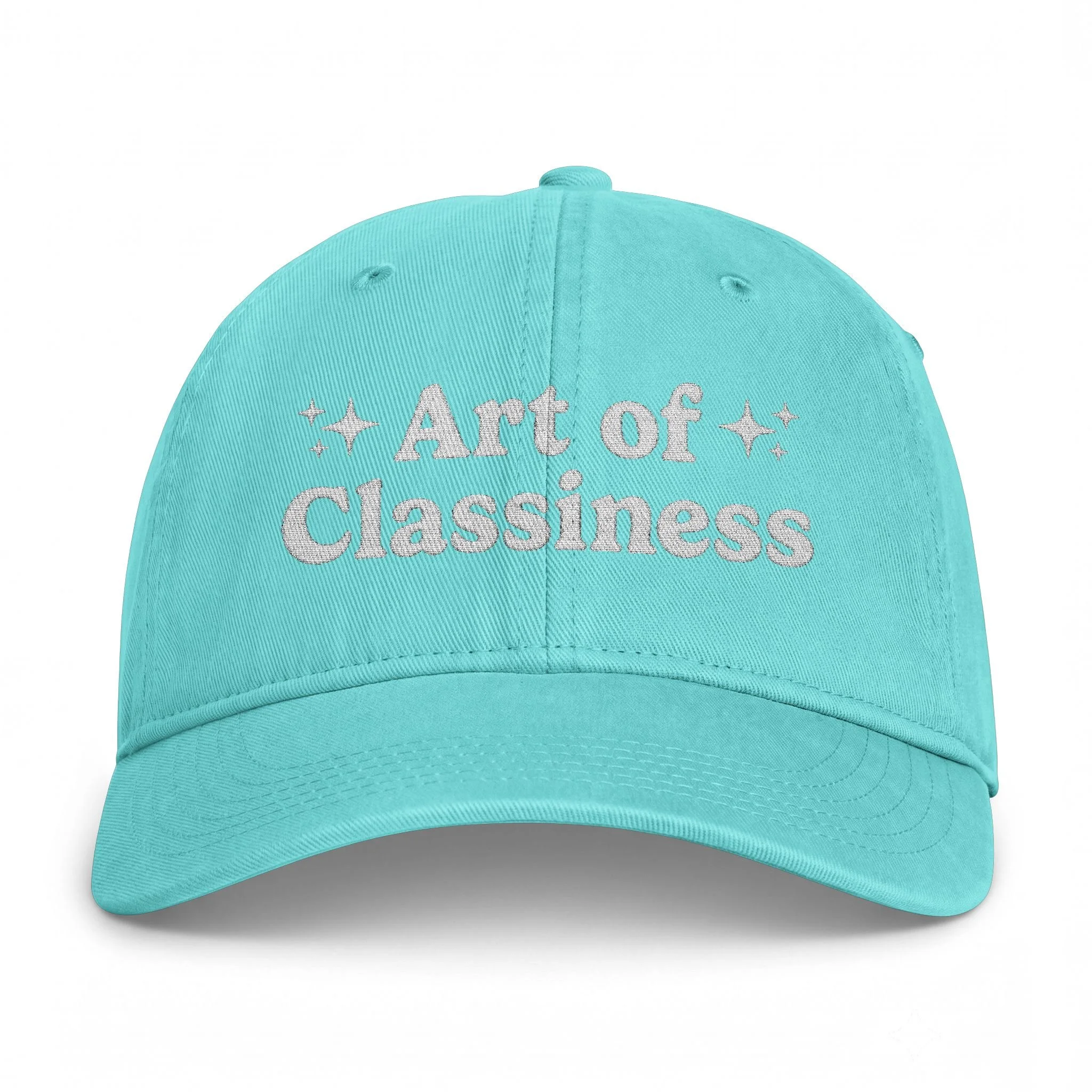 AOC White Embroidered Coastal Washed Baseball Hat